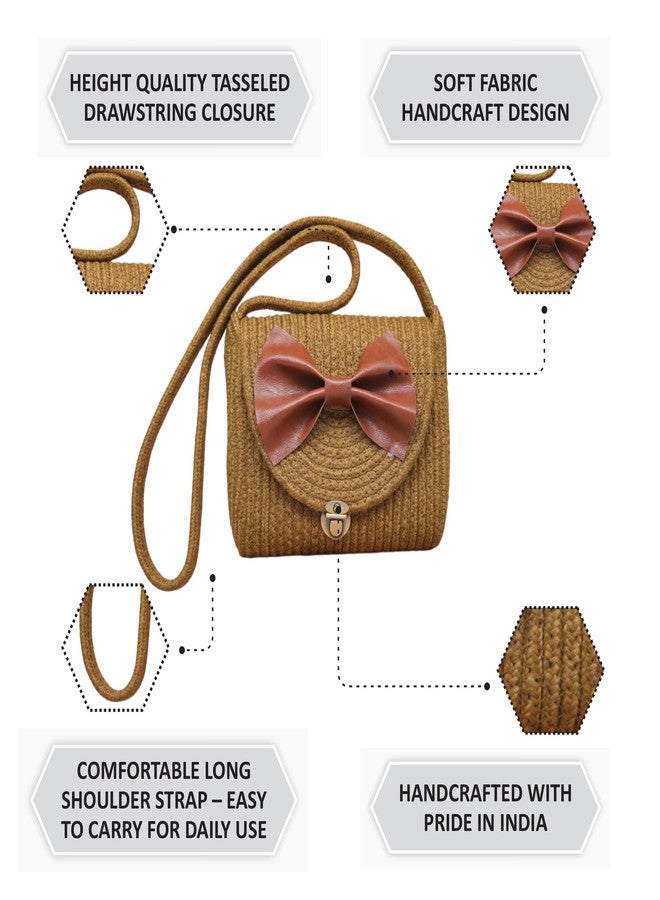 Ariya Women Sling Bag with Leather Bow (4056 | Brown) Handcrafted PP & Cotton Blend Shoulder Purse, Perfect for Ladies & Girls, Lightweight Crossbody Bag for Daily Use, Casual, Travel & All Occasions - Image 5